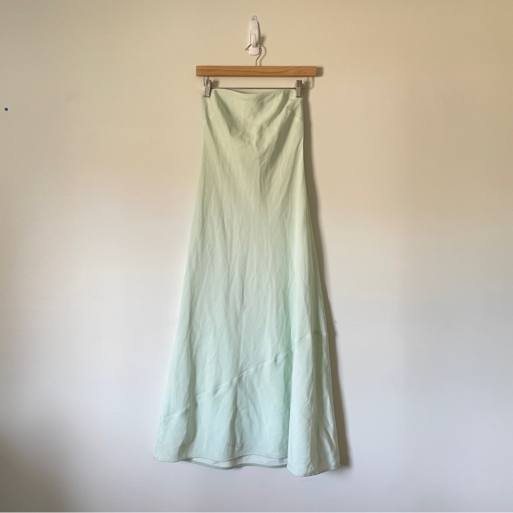 BABATON Resolution Strapless Dress Luxury Mirror Crepe XS Maxi Dress Mint Green - Picture 4 of 13